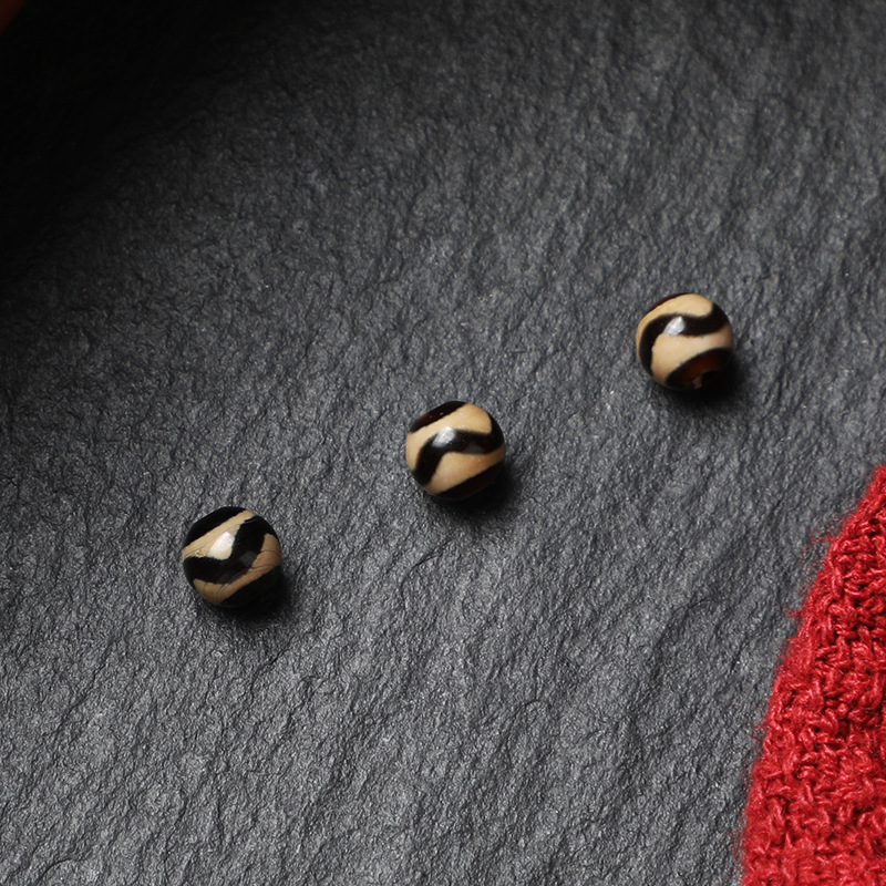 Tiger Tooth Dzi Agate Spacer Beads DIY Beaded Multi-Treasure Style Bracelet Necklace Round Bead Accessories Buddhist Bead Accessories