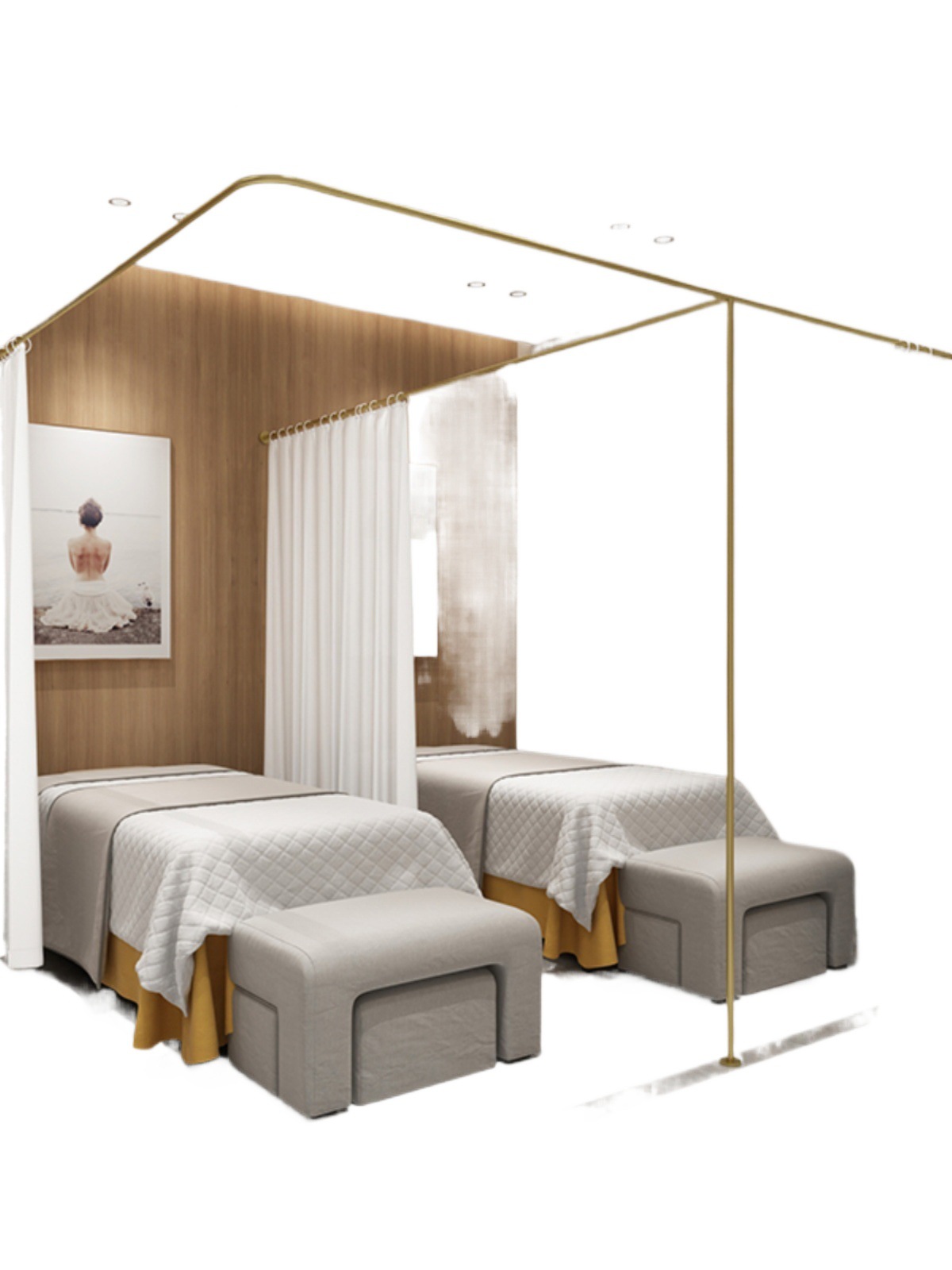 Beauty Salon Health Hall Curtain Iron U-shaped Partition Curtain Physiotherapy Bed Shelter Beauty Bed Curtain Support Rod Shelf