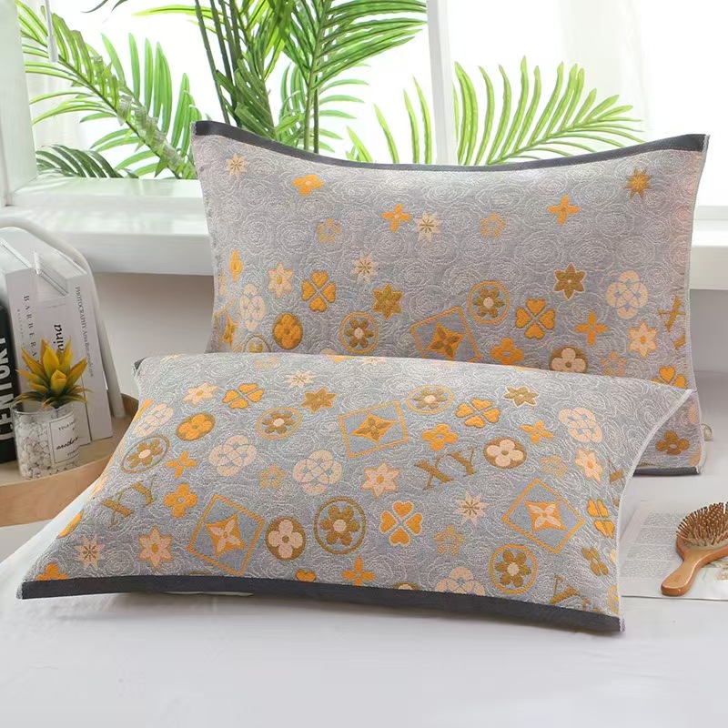 Pillow Cover Three-Layer Gauze Adult and Children's Home Couple Thickened Sweat-Absorbent Pillow Cover Manufacturer Wholesale One Pack