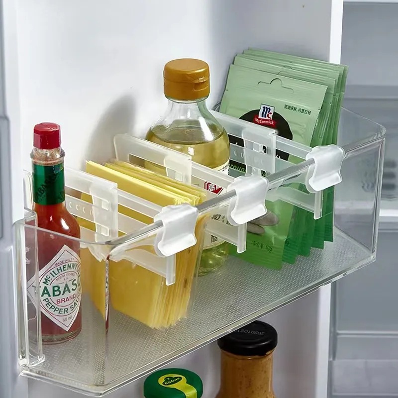 Refrigerator side retractable partition board storage box inside finishing lengthened compartment board seasoning small storage partition board