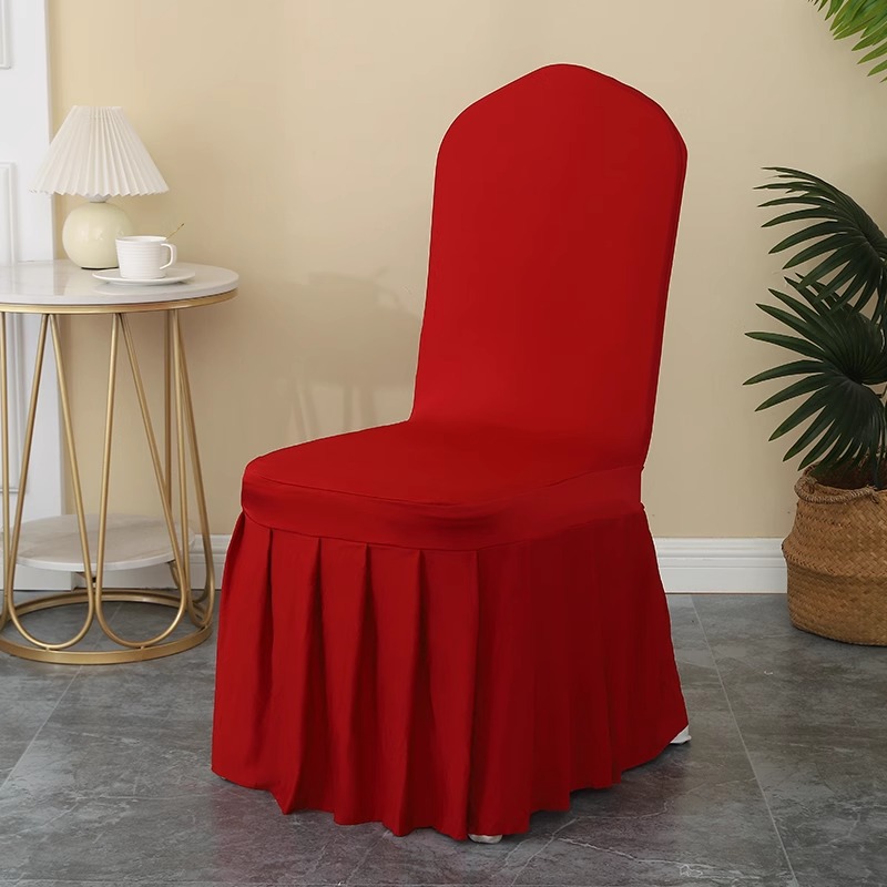 Pleated Skirt Chair Cover Hotel Universal Wedding Banquet Elastic Chair Cover Meeting Wedding Stool All-inclusive