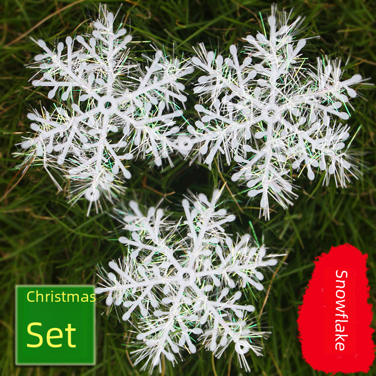 Christmas brushed plastic snowflake 11cm Christmas tree snowflake pendant Christmas snow decorations