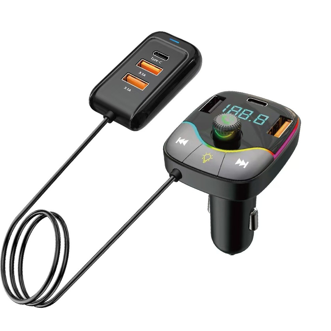 Q7 cross-border e-commerce manufacturers car Bluetooth MP3 player hands-free call voice broadcast PD fast charging USB flash disk