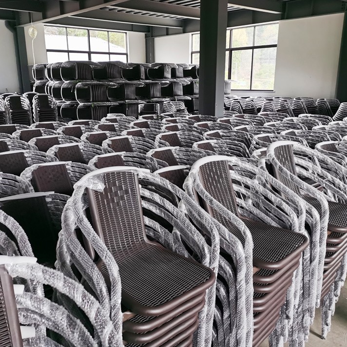 Outdoor Imitation Rattan Chair Balcony Heap Table and Chair Courtyard Outdoor Iron Coffee Milk Tea Shop Stool Leisure Chair Outdoor