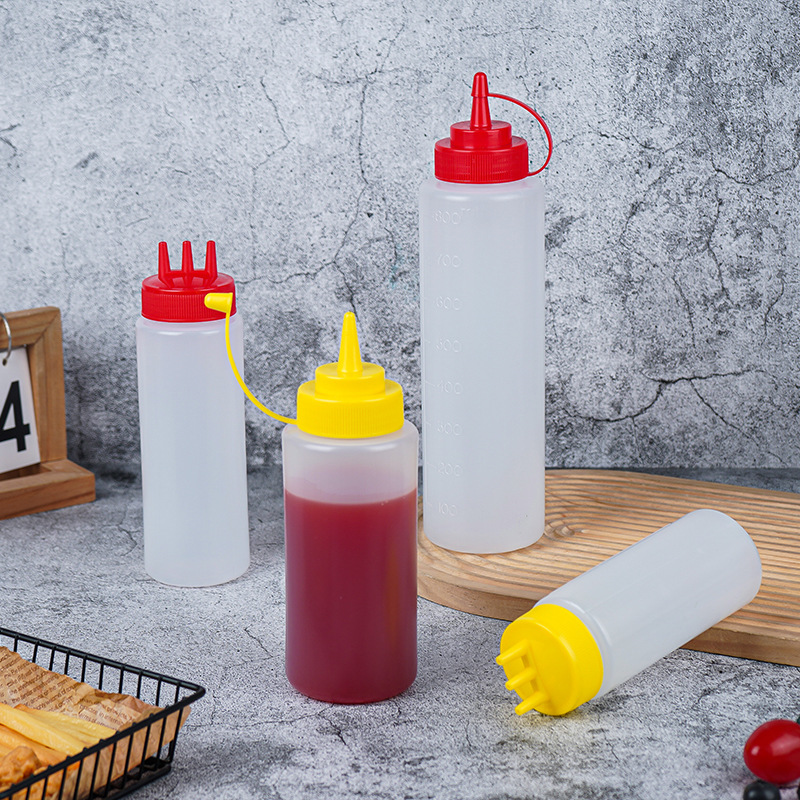 Amazon Kitchen Supplies Seasoning Bottle Salad Dressing Press-Type Squeeze Bottle Plastic Squeeze Sauce Bottle Kitchen Seasoning Bottle