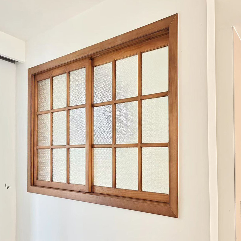Customized Wooden Windows, Left and Right Sliding Windows, Log Style Left and Right Folding Wooden Windows, Milk Tea Shop Glass Sliding Windows, Shop Wood