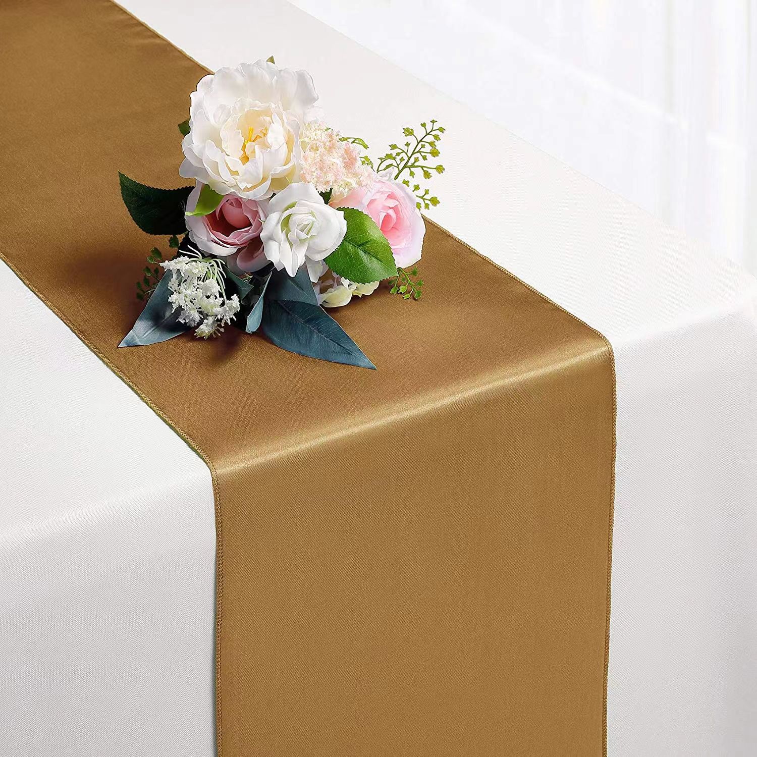 Satin Hotel Wedding Table Runner Decoration Polyester Solid Color Satin Tea Table Mat Satin Table Runner Factory Outlet