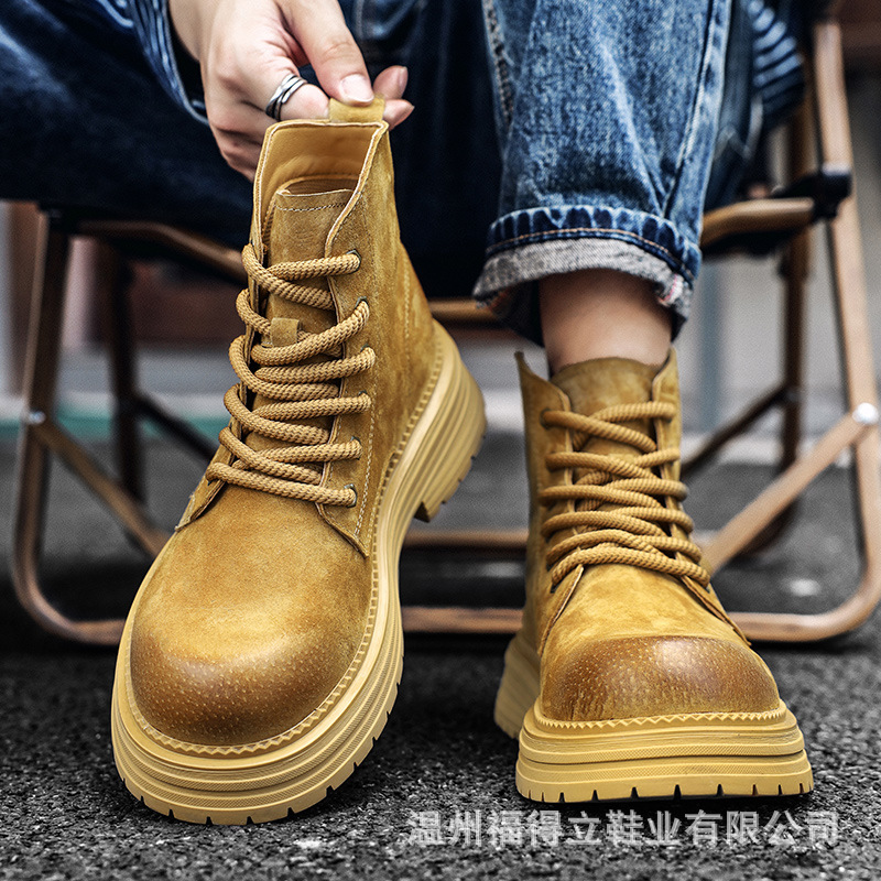 Vintage Martin Boots Men's 2024 Autumn Ankle Boots Trendy All-match Rhubarb Boots British Style Thick Bottom Wear-resistant Tooling Boots