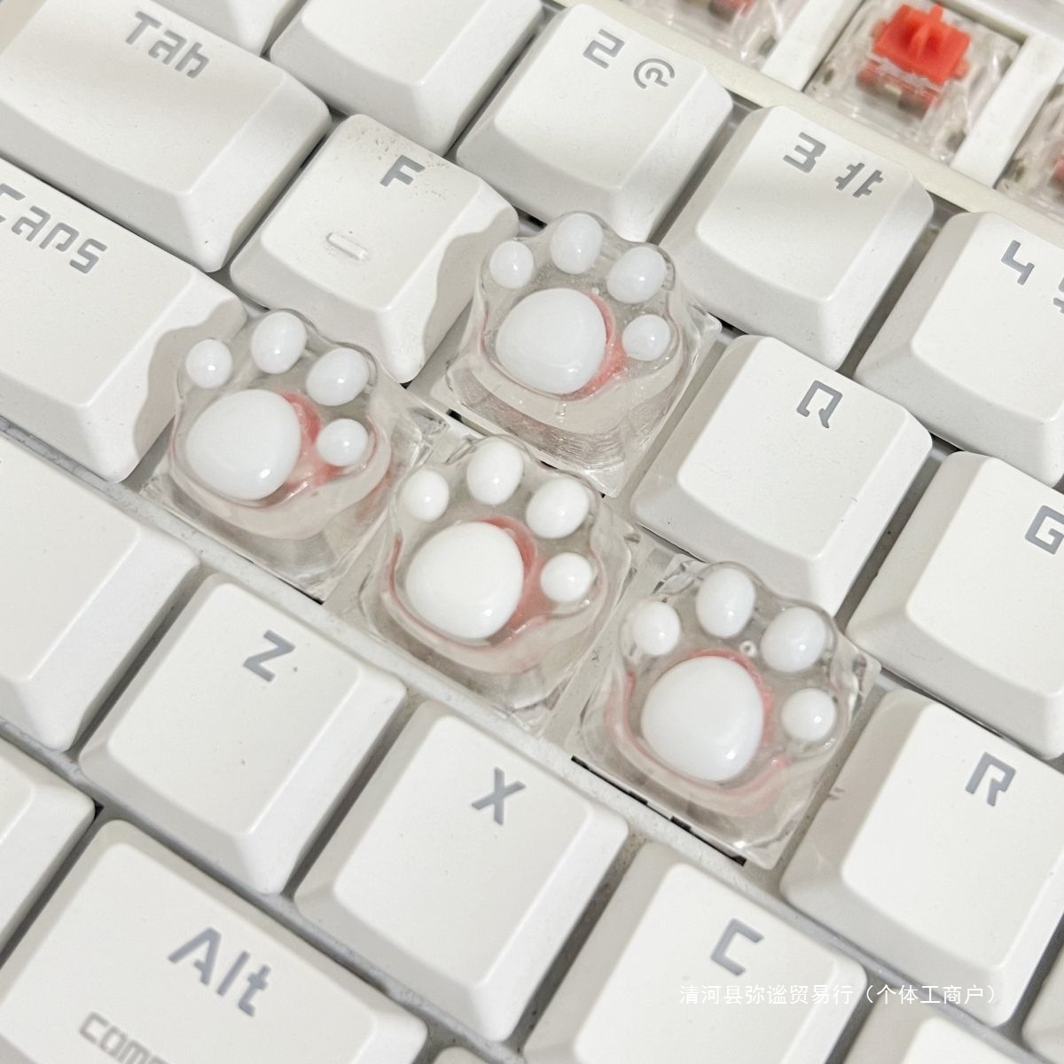 Cute Transparent Cat Claw Keycap Office Fixed Cross Shaft Keycap Stylish Personalized Office Mate