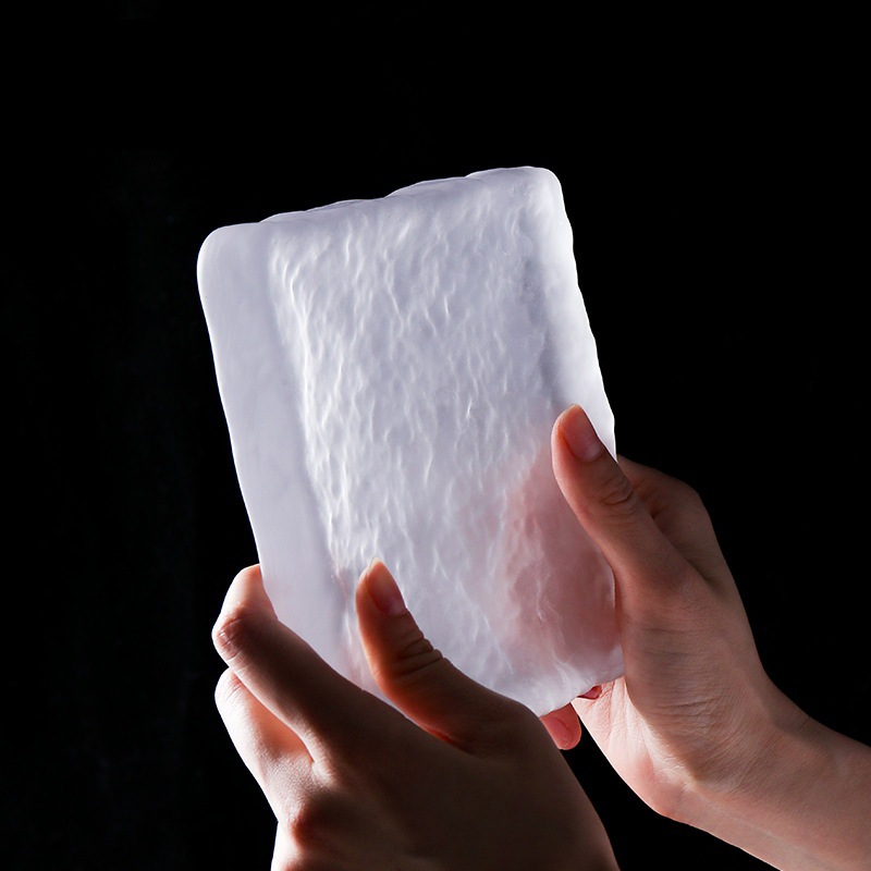 Ancient Japanese Style Glass Pot Bearing Tea Bearing Vintage Handmade Frosted Glass Dry Fortress Pot Pot Pot Pot Pad Small Tea Plate