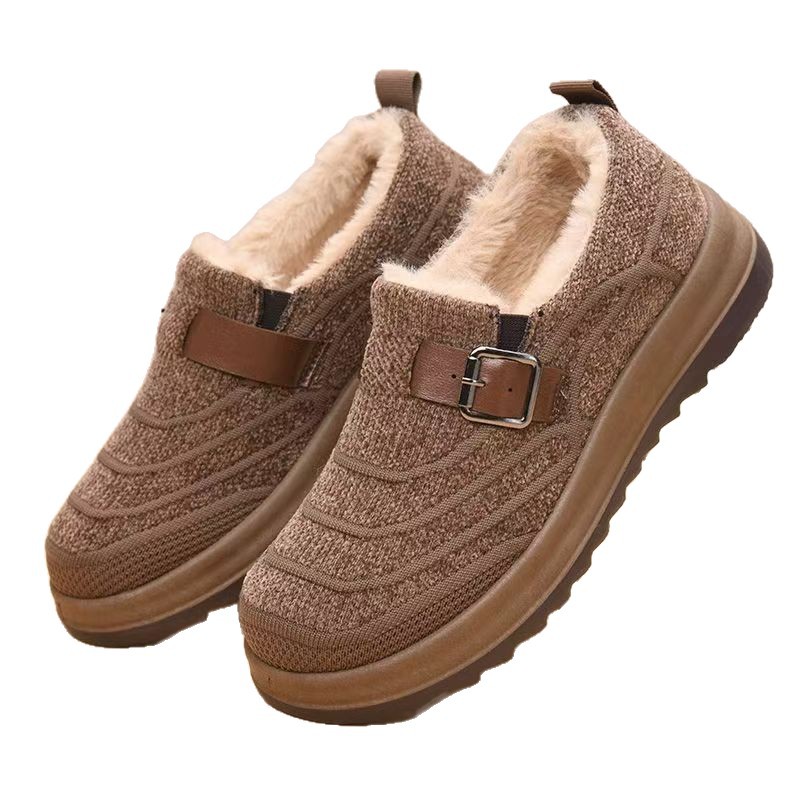 Women's Cotton Shoes 2025 Thickeneded Winter Fleece-Lined for Middle-Aged and Elderly People, Warm and Comfortable Flats-Soled Non-Slip Mother's Beijing Cotton Shoes and Cloth Shoes