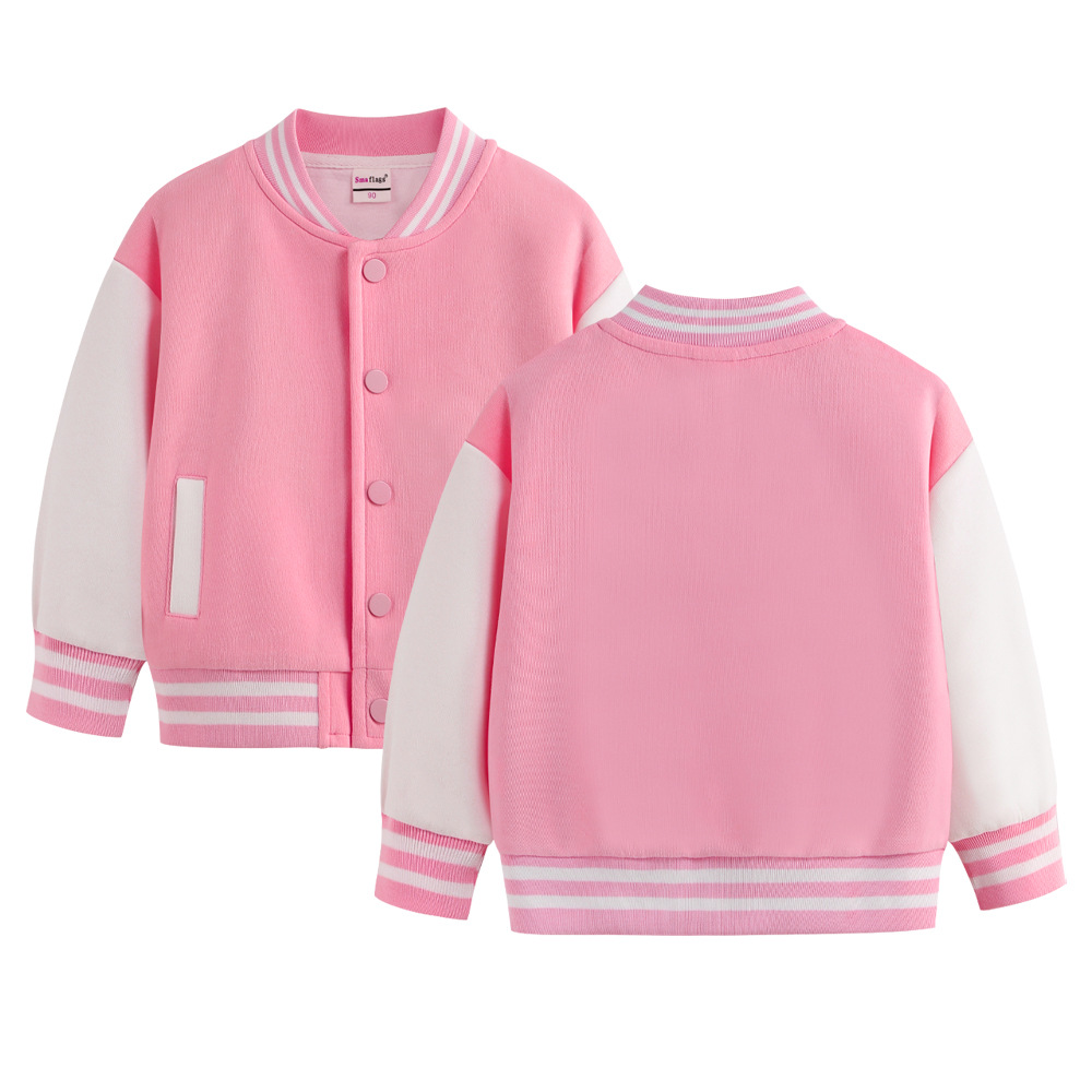 Boys and Girls coat spring, autumn and winter new children's fleece-lined baseball uniform baby cardigan small medium and big children medium thick top