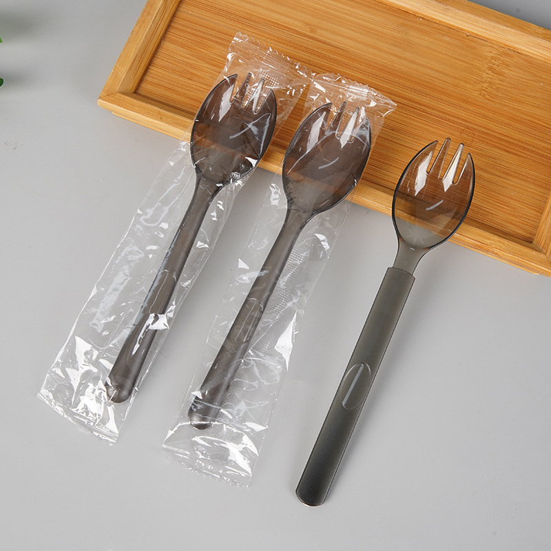 Disposable Spoon Separate Packaging Thickened Spoon Light Food Western Food Sala Fork Spoon High-end Takeaway Packaging Plastic Spoon