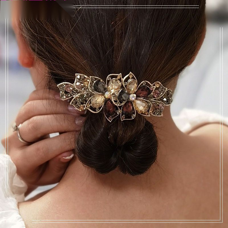 Hair Accessories Mom Rhinestone Hairpin Crystal Spring Hairpin Back of Head Top Clip Ponytail Clip Headwear