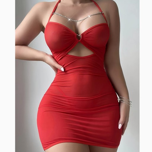 New cross-border foreign trade Amazon perspective sexy mesh underwear chain nightgown thong passion suit