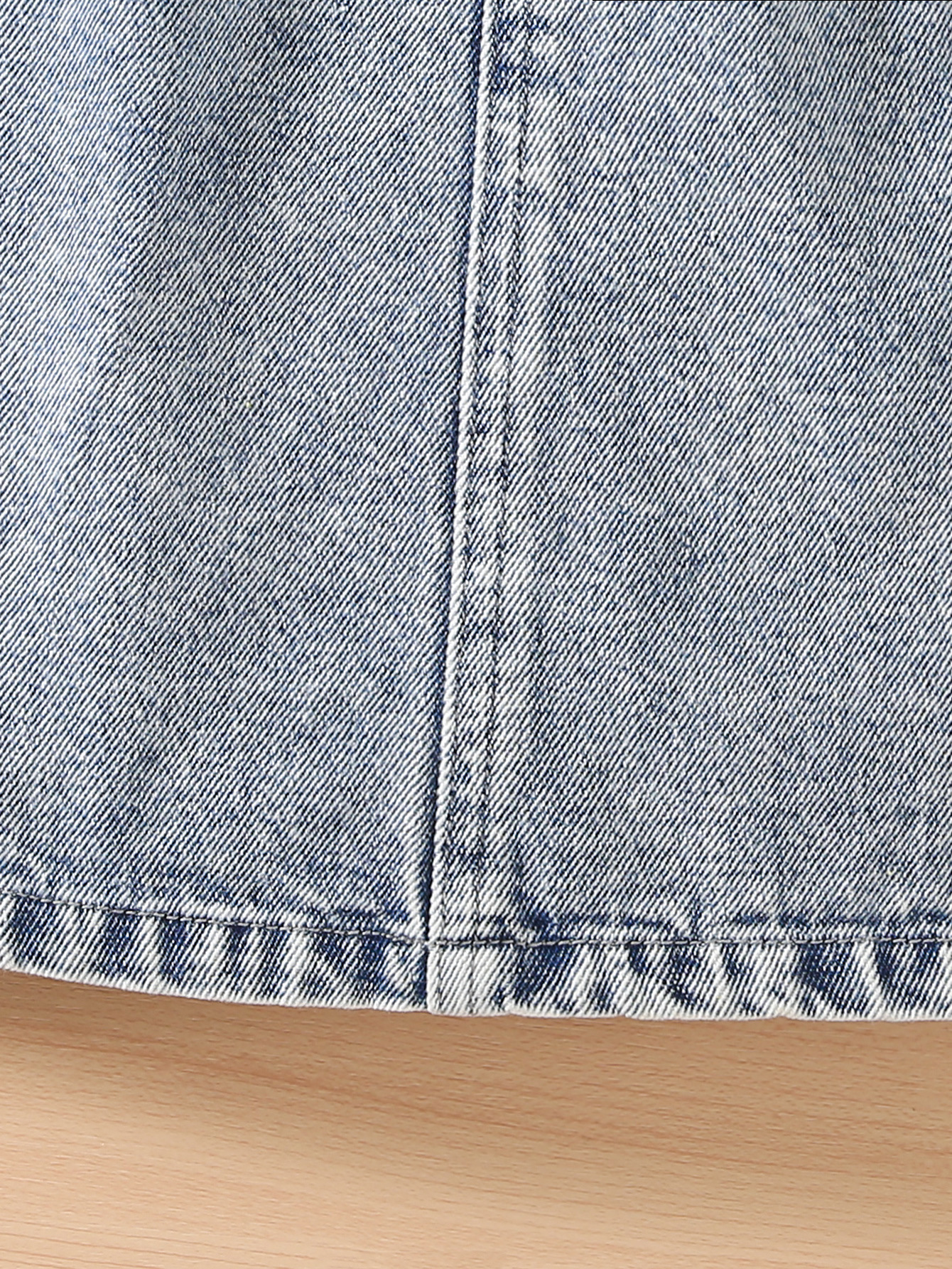 Girls' Casual Fashion Personality Outfit with Side Cargo Pockets, Washed Denim Skirt, Summer Style