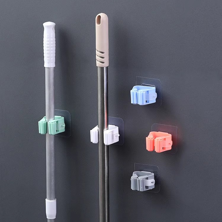 Mop Rack Punch-free Wall-mounted Mop Hook Household Toilet Strong Broom Rack Buckle Hook Mop Clip