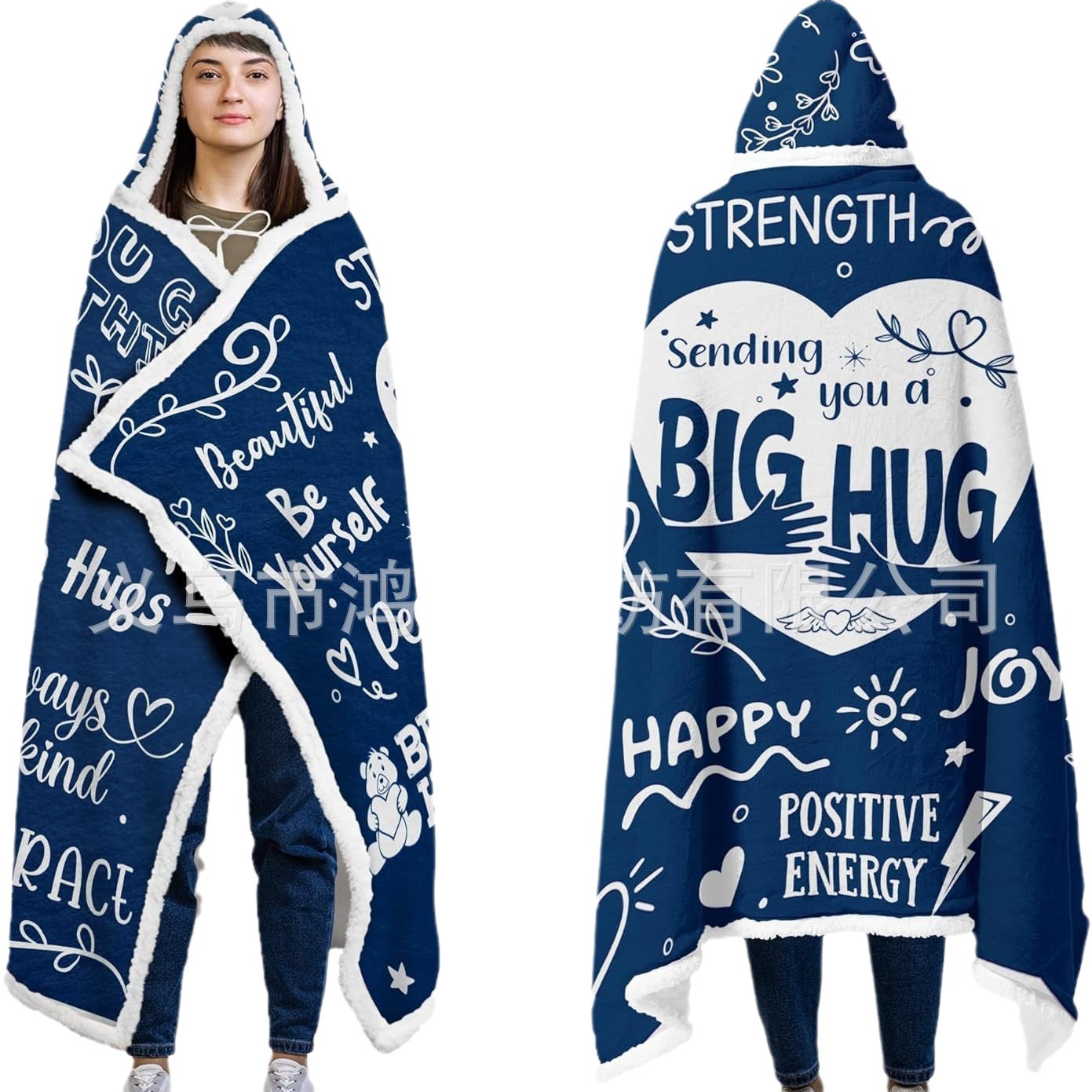 Factory Direct Supply Sherpa Wool Wearable Blanket Hoodie Christmas Gift Blanket for Relatives