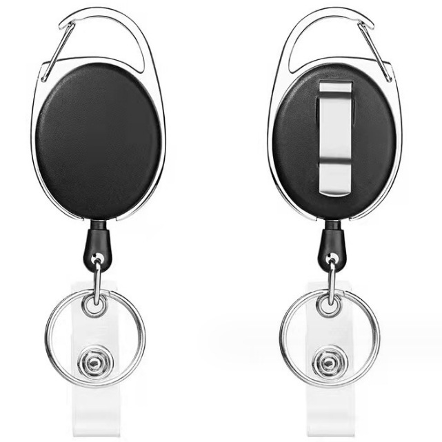 Easy pull buckle metal telescopic buckle zinc alloy easy pull keychain anti-lost certificate anti-lost Oval frosted wire puller