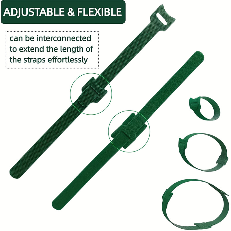 Cross-Border Popular T-Type Back-To-Back Velcro Cable Ties, Garden Green Cable Ties, Nylon Cable Ties