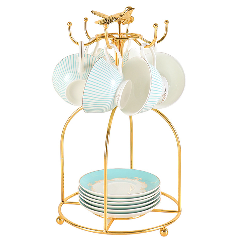 Прямые продажи завода подставка для чашек золотой птицы европейская подставка для хранения кофейных чашек из кованого железа
