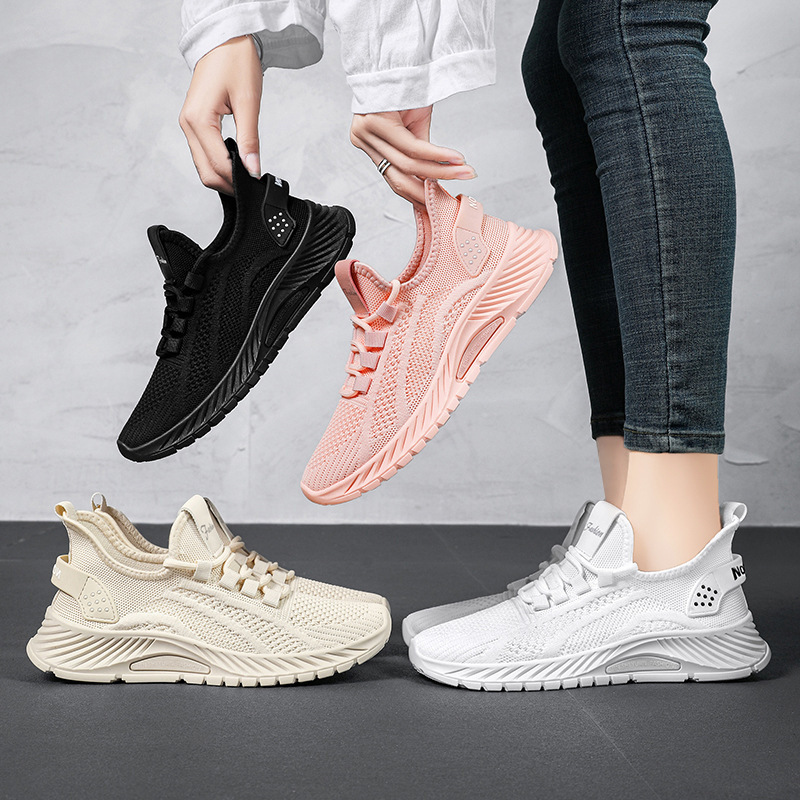 Women's Shoes, Spring Hot-Selling Cross-Border Shoes, Large Size Women's Shoes Wholesale, Fly-Knit Breathable Mesh Shoes, Casual Sports Shoes