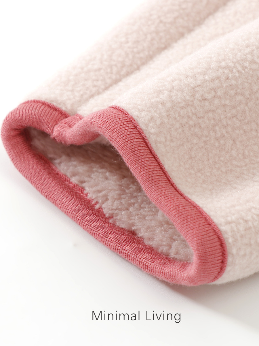 Children's Autumn and Winter Fleece-Lined Thickened Jacket, Student School Uniform Essential, High-Neck Warm Top, Lightweight Warm Thickened Fleece Top