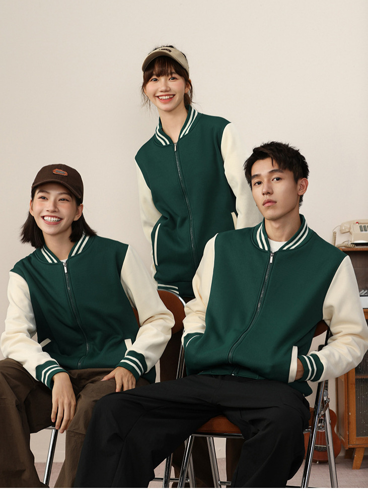 Sweatshirt Baseball Uniform Customized Autumn and Winter Training Institution Teacher Class Uniform Work Clothes Thickeneded Cardigan Jacket Printed with Logo