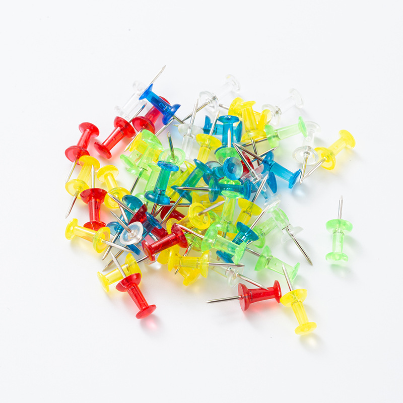 Yiwu transparent color I-shaped nail art creation painting thumbtacks cork plastic thumbtacks press nails press pins