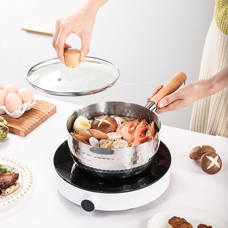 Cross-border wholesale 304 stainless steel snow pan household uncoated milk pan baby food supplement pan instant noodle pan soup pot