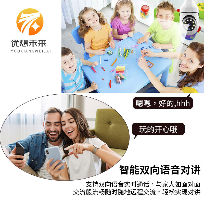 Panoramic E27 Bulb Camera Wireless WIFI Bulb Camera 360 Degree Rotating Night Vision A6 Explosive Bulb