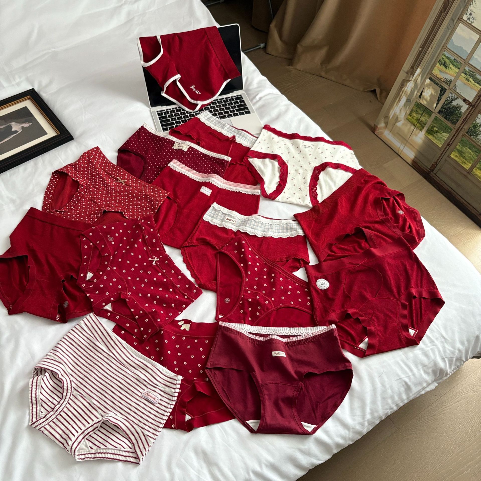 2025 Zodiac Red Collection Family Portrait Full Scene Classic Red Combination Girls Underwear Festive Red Underwear