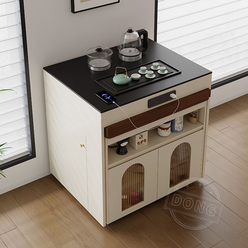 New Island Table Dining Table Integrated Retractable Household Folding Small Apartment Cream Solid Wood Multi-Functional Slate Dining Table