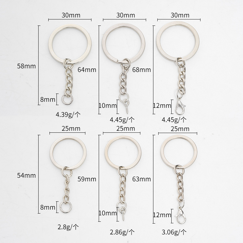 Manufacturer's In-Stock Metal Keychain with Four-Section Chain, Lobster Clasp, Eyelet, DIY Handmade Jewelry Accessories, Metal Accessories