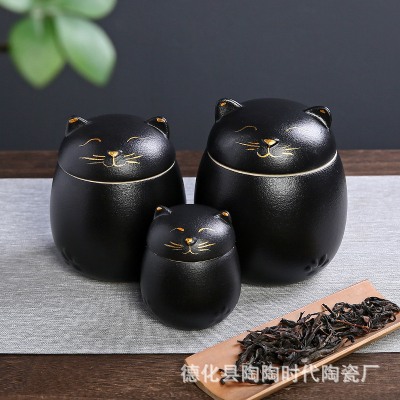 Чайные банки с украшениями в виде кота, герметичная банка для чая, портативная банка для домашних животных