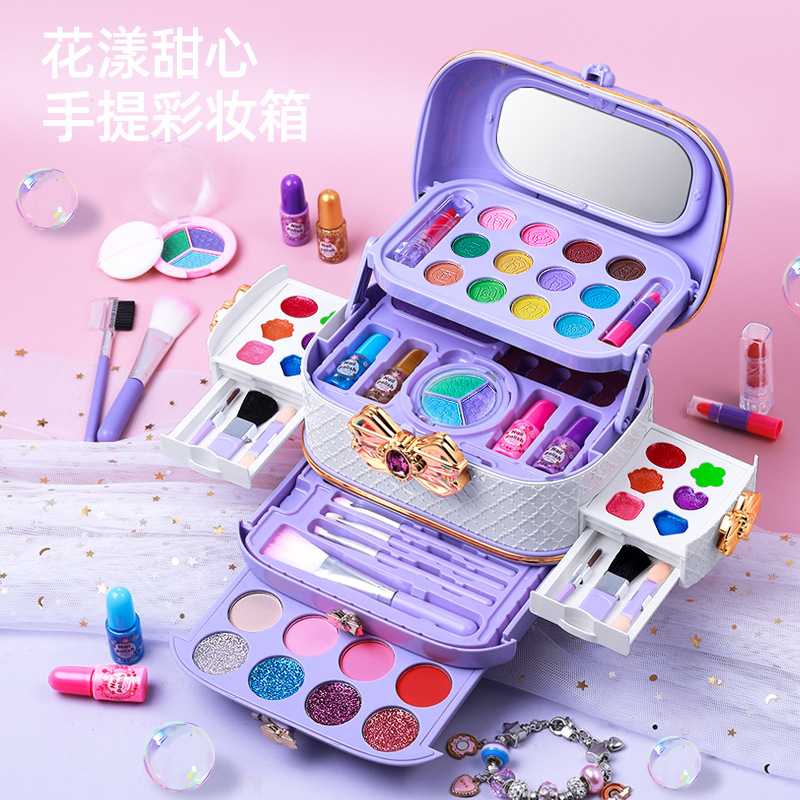 Children's Girl Princess Makeup Box Cosmetic Eye Shadow Nail Polish suit Gift Box Cross-border Amazon New Toys