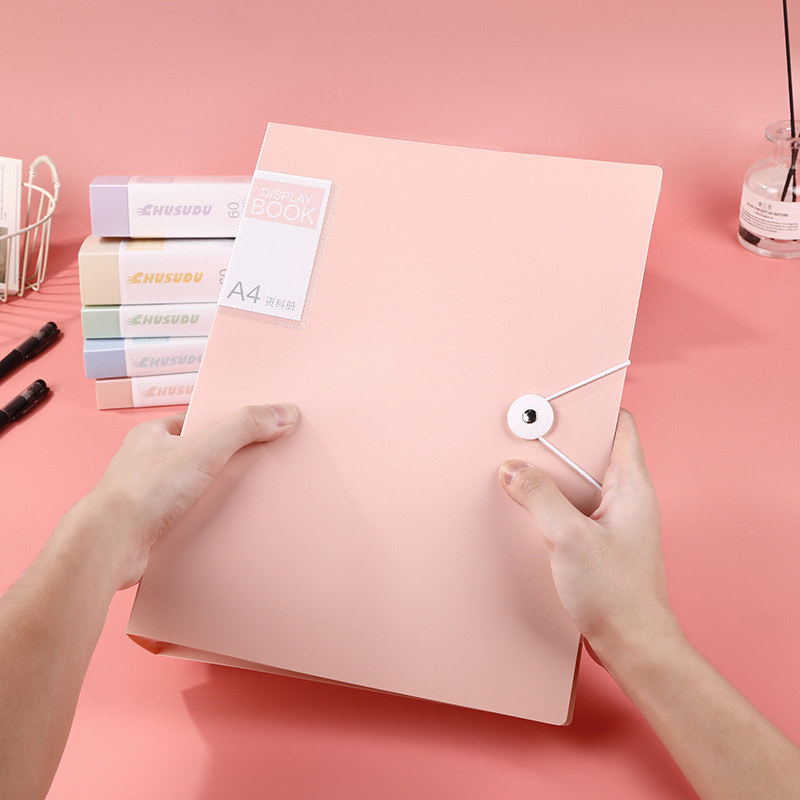 A4 Data Collection Book Transparent Insert Test Paper Storage Folder Morandi Loose-Leaf Folder Student Office Can Be Wholesale