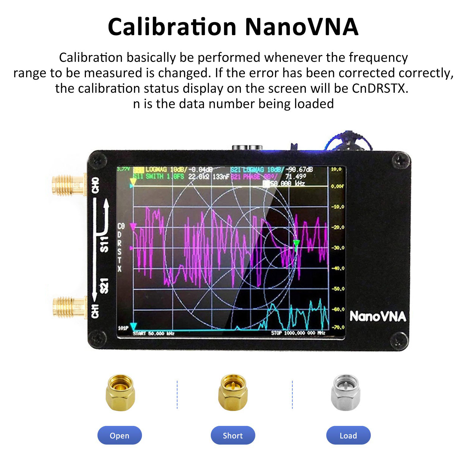 Nanovna -H 50Khz-1.5Ghz Antenna Analyzer 2.8inch Ips Mf Hf Vhf Uhf