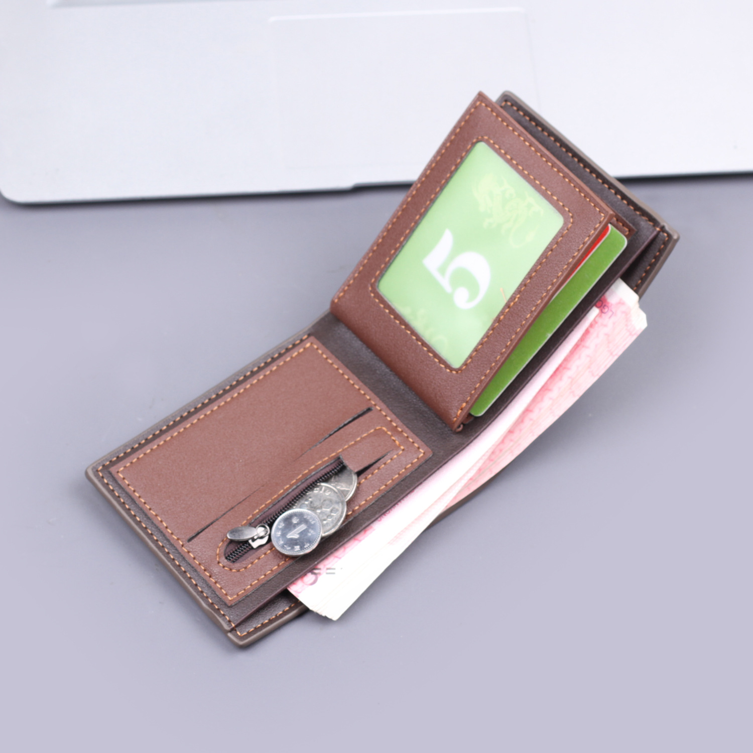 Men's Short Wallet Men's Wallet Man Wallet Cross Border Wallet Laser Engraved Men's Coin Wallet Men