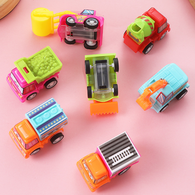 Cartoon stickers assembled Engineering Car children's toys pull-back car car 2-6 years old educational toys kindergarten gift