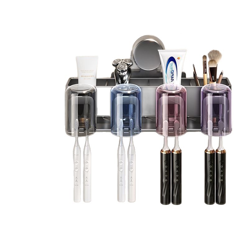 Manufacturer Supplies Suction Cup Toothbrush Cup Storage Rack Without Punching Wall-Mounted Washbasin Mouthwash Cup Household Storage Rack