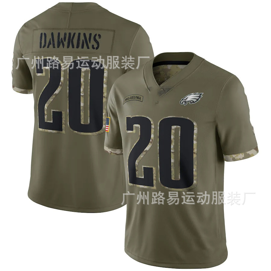 North American Football Uniforms Embroidered Printed Jerseys Military Green Sports Short-Sleeved American Trendy Sportswear