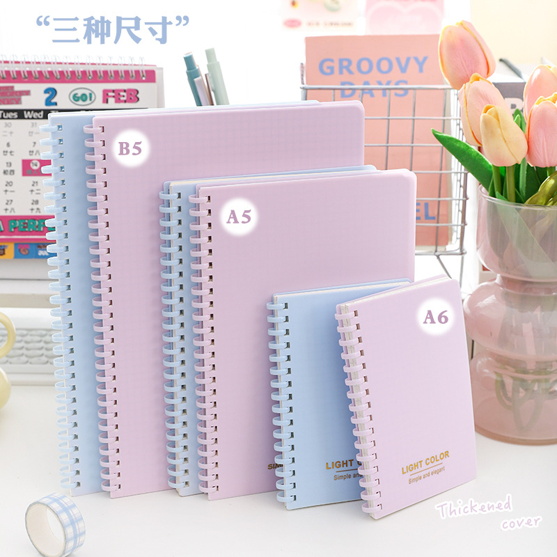 Cross-Border Light Colorful Soft Coil Notepad Notebook A5 Horizontal Line Thickeneded Office Student General Diary