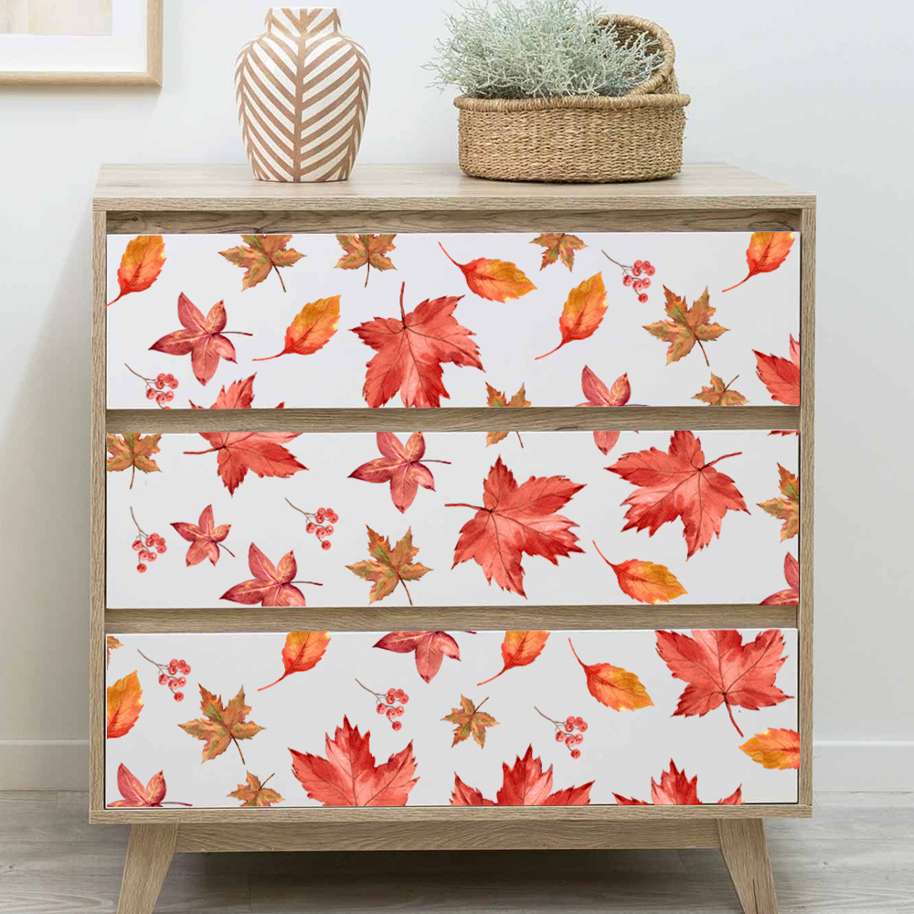 Наклейка Aipin Dd3909, простая, красный кленовый лист, наклейка для шкафа, декор для комнаты, самоклеящаяся