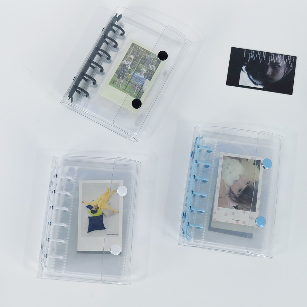 A7透明双扣手帐本外壳小卡收纳相册笔记本日记本6孔活页3寸追星集