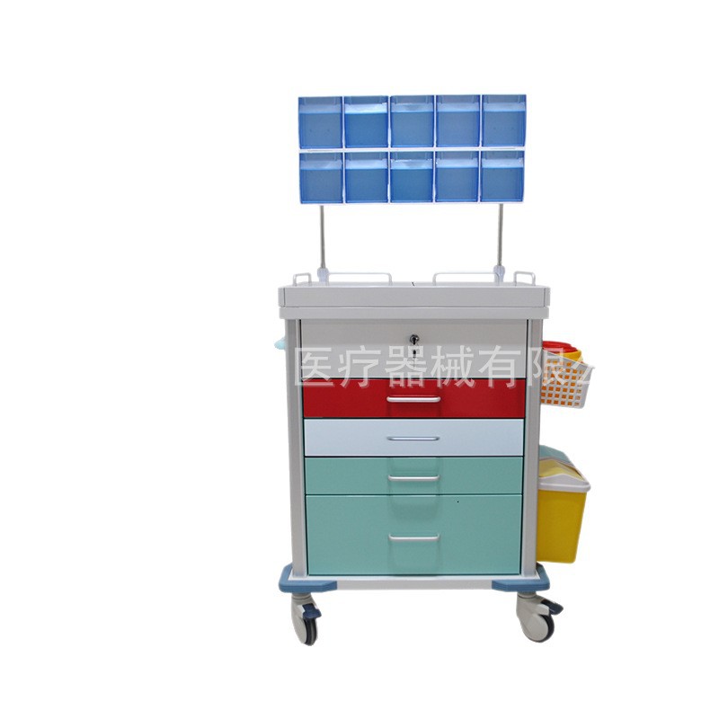 Steel-Plastic Anesthesia Cart, Surgical Rescue Medicine, Anesthesia Equipment Cart, Multi-Functional Anesthesia Cart, Medical Infusion Cart