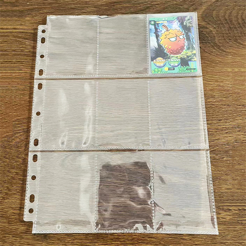 Card Book Inner Page 9 Palace Loose-leaf Core Game Card Book PP Double-sided 3-hole A4 Transparent Album Replacement Card Book