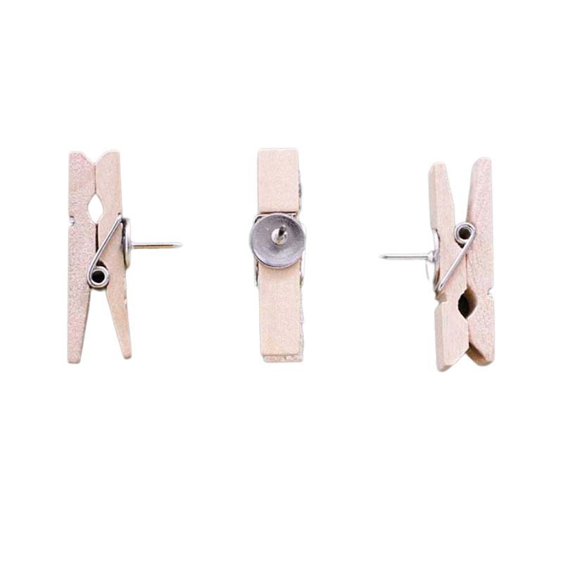 Canned Wood Color with Thumbtack Clip Wooden Clip Cork Clip Photo Clip Decorative Accessories Desktop Nail DIY