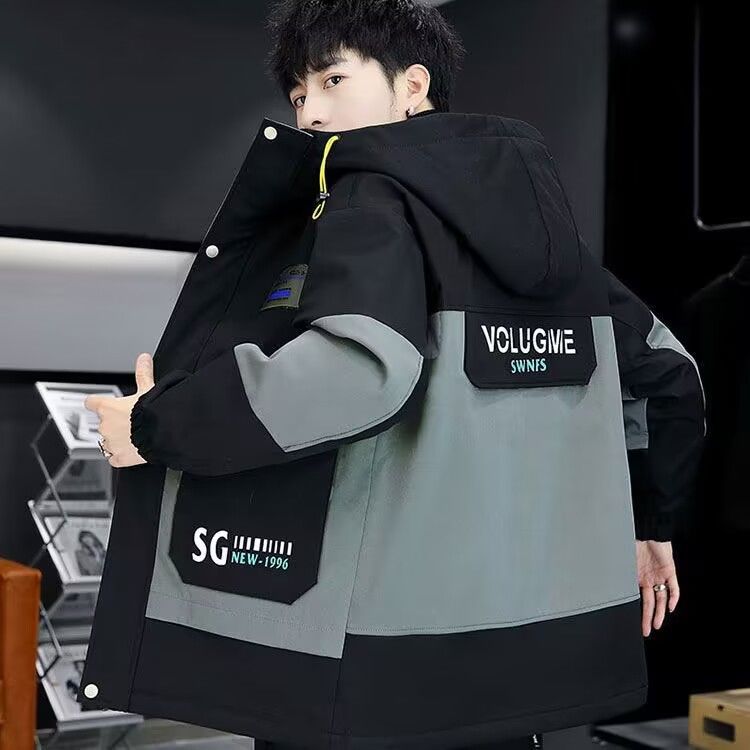 Spring and Autumn Thin Windbreaker Jacket for Men, Teenagers, and Students, Windproof Outerwear, Stylish Workwear Coat