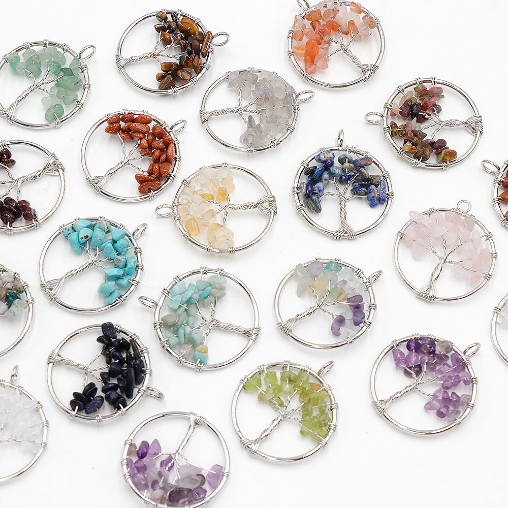 Natural crystal gravel pendant colorful tree root life tree crystal tree wishing tree diy jewelry accessories manufacturers
